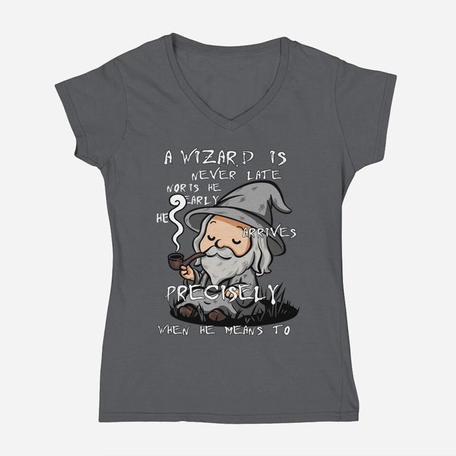 A Wizard Is Never Late-Womens-V-Neck-Tee-fanfabio
