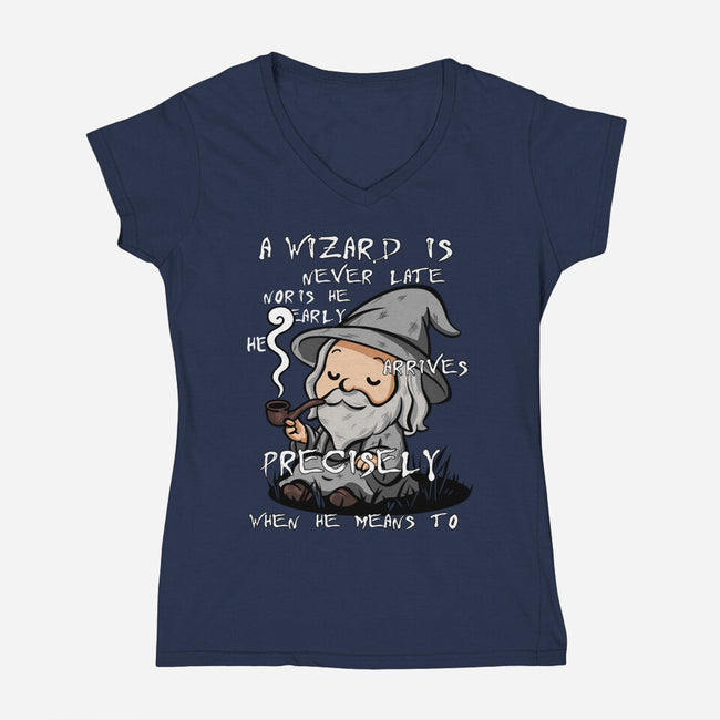 A Wizard Is Never Late-Womens-V-Neck-Tee-fanfabio