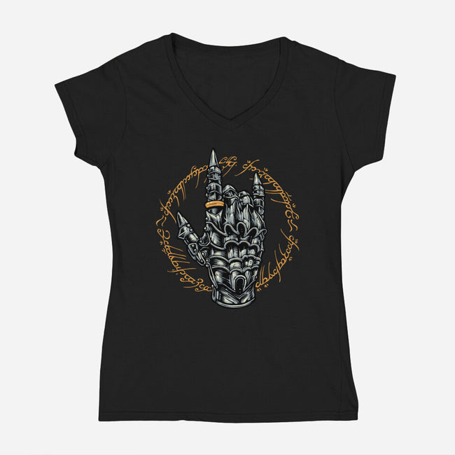 Rock The Dark World-Womens-V-Neck-Tee-glitchygorilla