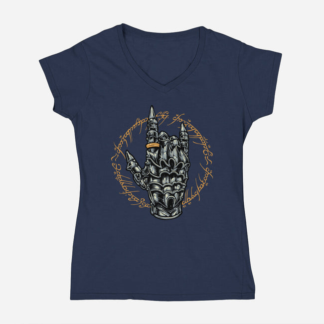 Rock The Dark World-Womens-V-Neck-Tee-glitchygorilla