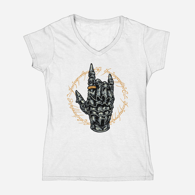 Rock The Dark World-Womens-V-Neck-Tee-glitchygorilla