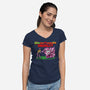 Smash Kombat-Womens-V-Neck-Tee-demonigote