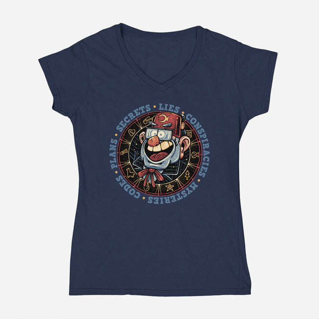 The Fall Of Secrets-Womens-V-Neck-Tee-glitchygorilla