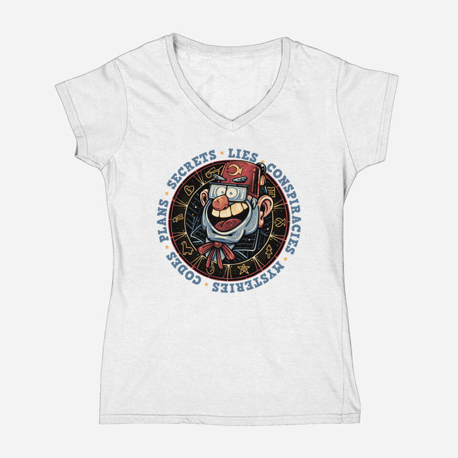 The Fall Of Secrets-Womens-V-Neck-Tee-glitchygorilla