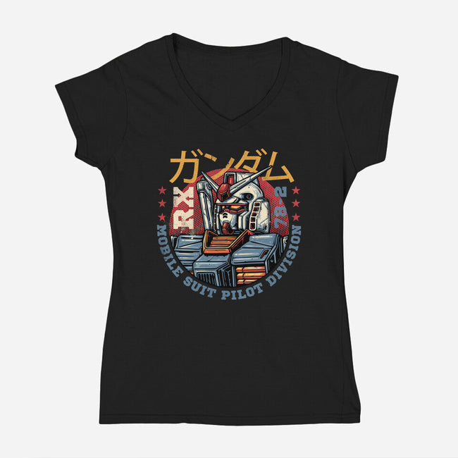 Mobile Suit Pilot Division-Womens-V-Neck-Tee-glitchygorilla