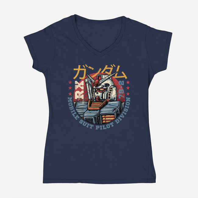 Mobile Suit Pilot Division-Womens-V-Neck-Tee-glitchygorilla