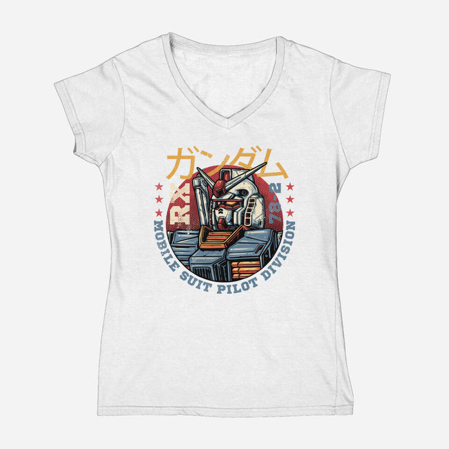 Mobile Suit Pilot Division-Womens-V-Neck-Tee-glitchygorilla