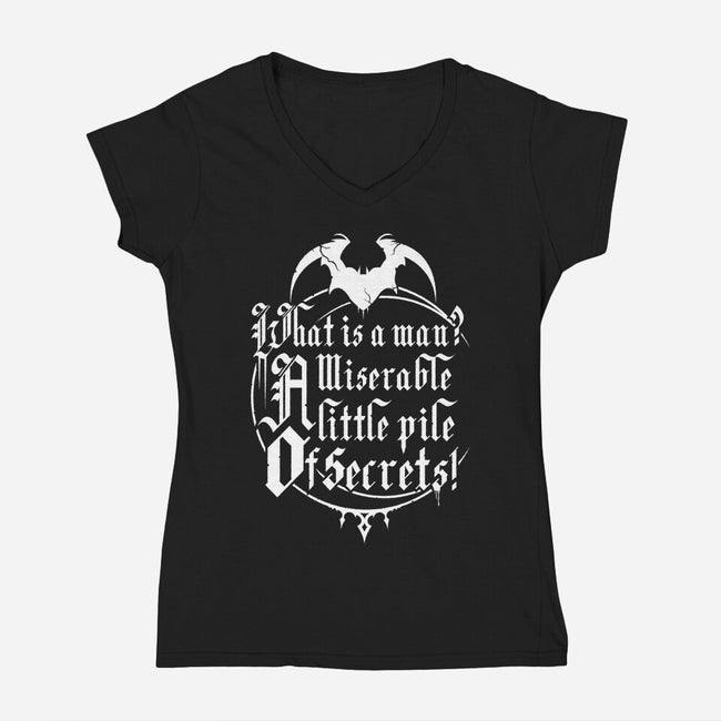 What Is A Man-Womens-V-Neck-Tee-demonigote