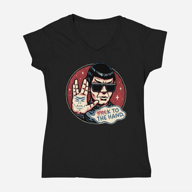Spock To The Hand-Womens-V-Neck-Tee-glitchygorilla