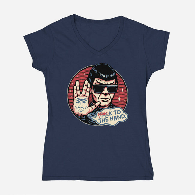 Spock To The Hand-Womens-V-Neck-Tee-glitchygorilla