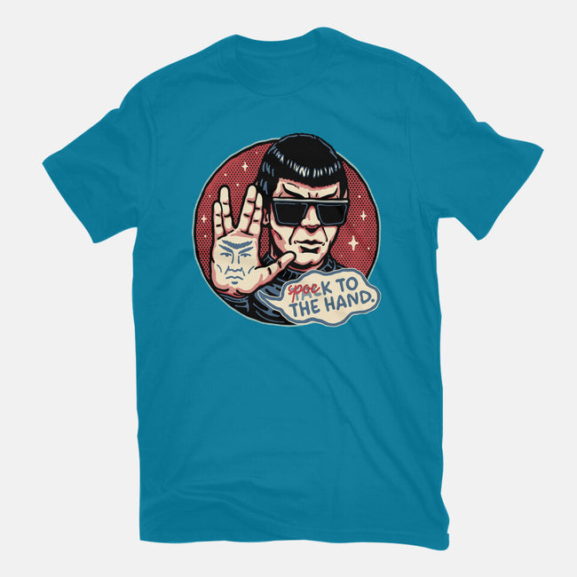 Spock To The Hand-Womens-Fitted-Tee-glitchygorilla