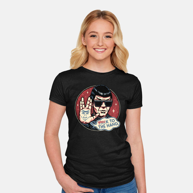 Spock To The Hand-Womens-Fitted-Tee-glitchygorilla