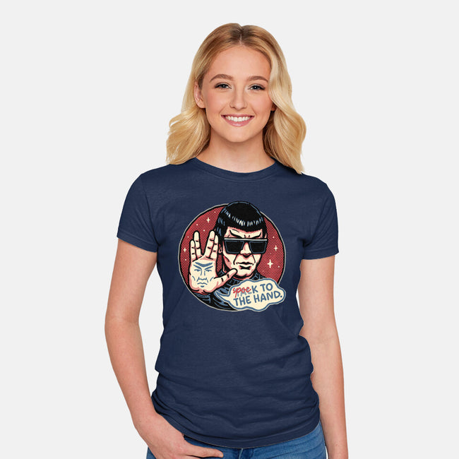 Spock To The Hand-Womens-Fitted-Tee-glitchygorilla