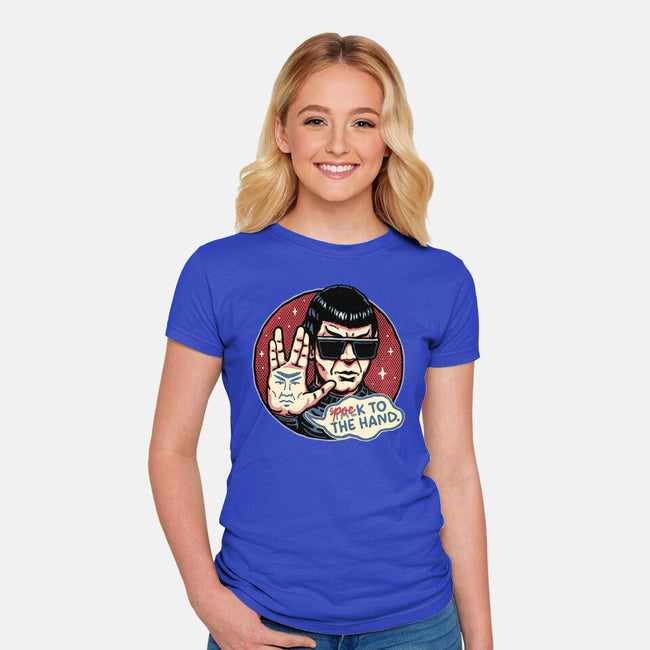Spock To The Hand-Womens-Fitted-Tee-glitchygorilla