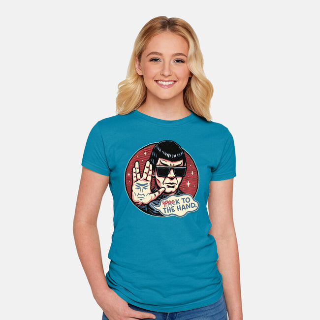 Spock To The Hand-Womens-Fitted-Tee-glitchygorilla