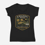 Jurassic Rides-Womens-V-Neck-Tee-Popnotic