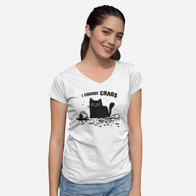 I Choose Chaos-Womens-V-Neck-Tee-kg07