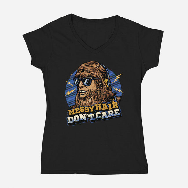 Messy Hair Don’t Care-Womens-V-Neck-Tee-glitchygorilla