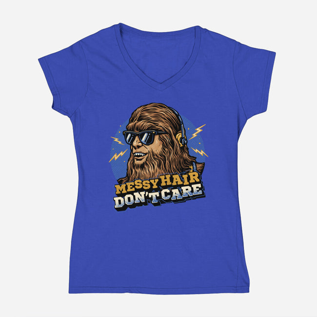 Messy Hair Don’t Care-Womens-V-Neck-Tee-glitchygorilla