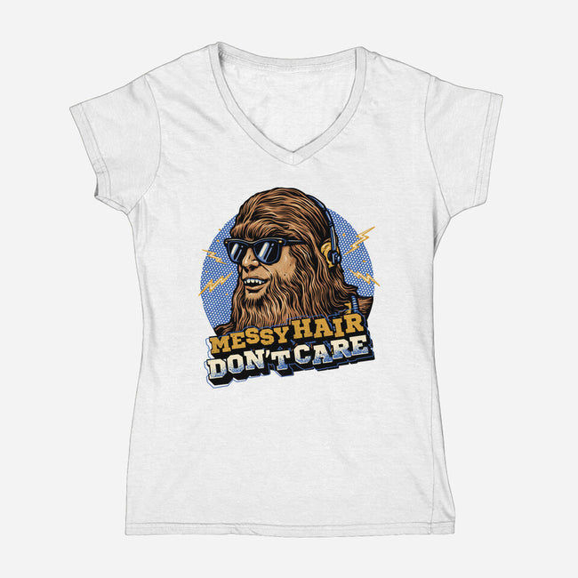 Messy Hair Don’t Care-Womens-V-Neck-Tee-glitchygorilla