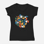 Rubiks Cats-Womens-V-Neck-Tee-erion_designs