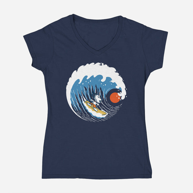 Big Wave Adventure-Womens-V-Neck-Tee-erion_designs