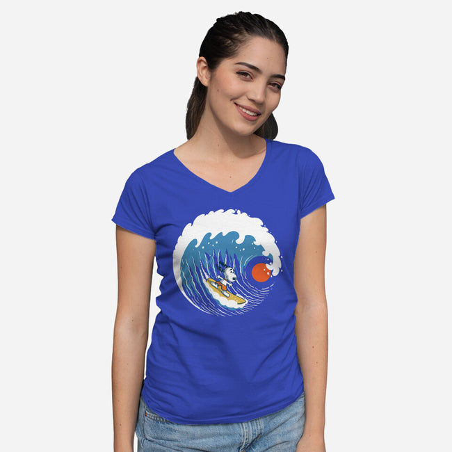Big Wave Adventure-Womens-V-Neck-Tee-erion_designs