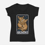 Gemini Cat-Womens-V-Neck-Tee-zascanauta