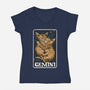 Gemini Cat-Womens-V-Neck-Tee-zascanauta