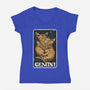 Gemini Cat-Womens-V-Neck-Tee-zascanauta