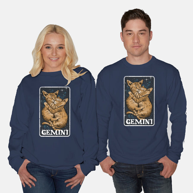 Gemini Cat-Unisex-Crew Neck-Sweatshirt-zascanauta
