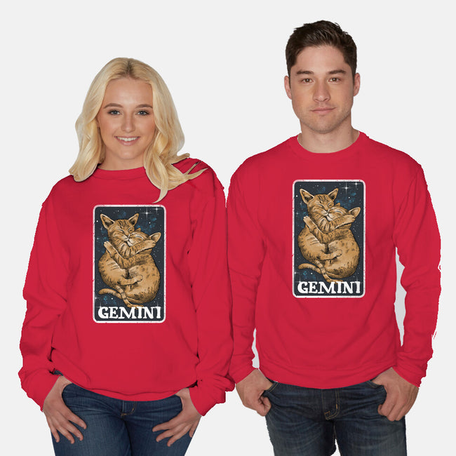 Gemini Cat-Unisex-Crew Neck-Sweatshirt-zascanauta