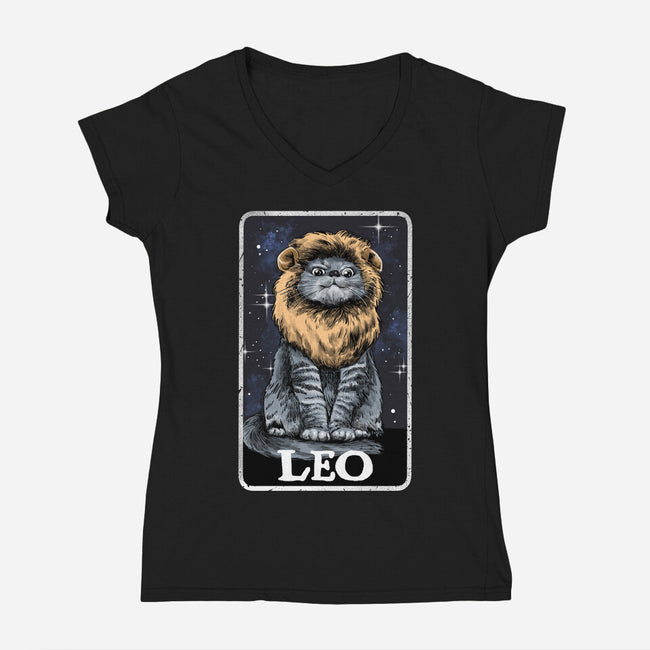 Leo Cat-Womens-V-Neck-Tee-zascanauta