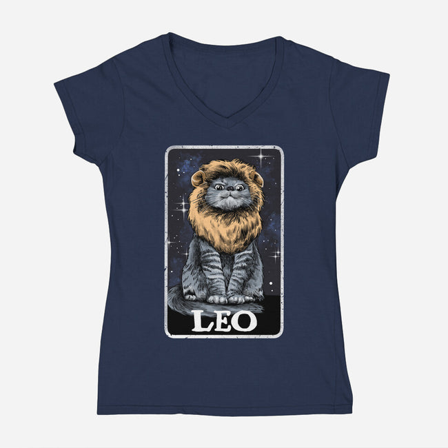 Leo Cat-Womens-V-Neck-Tee-zascanauta