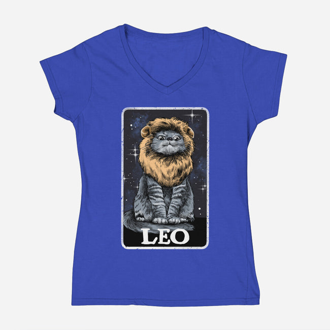 Leo Cat-Womens-V-Neck-Tee-zascanauta
