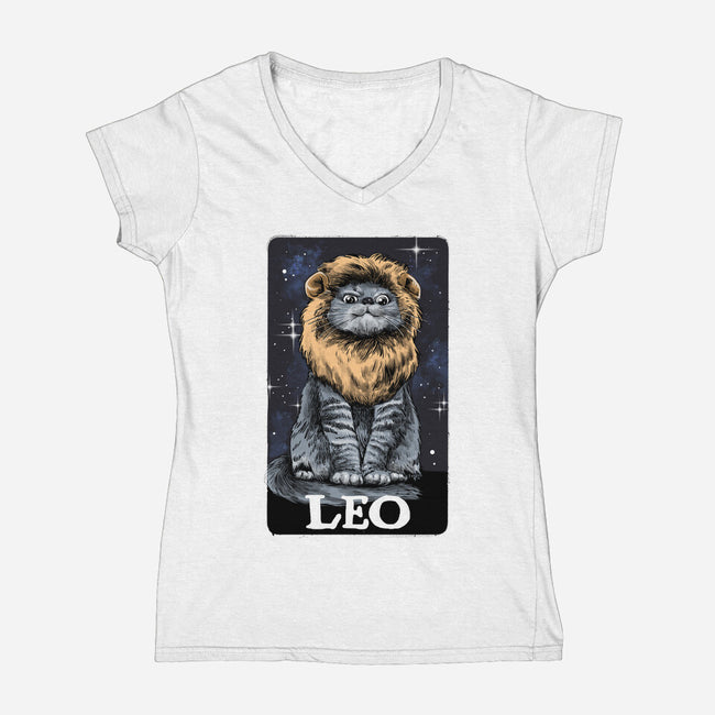 Leo Cat-Womens-V-Neck-Tee-zascanauta