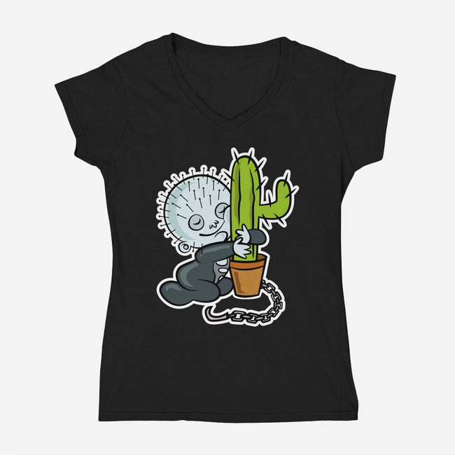Baby Terror-Womens-V-Neck-Tee-demonigote