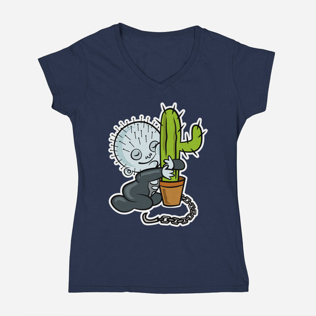 Baby Terror-Womens-V-Neck-Tee-demonigote