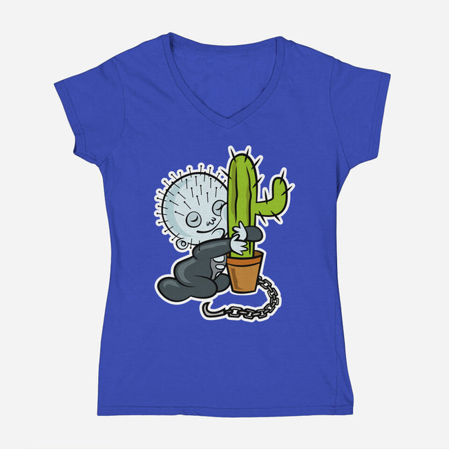 Baby Terror-Womens-V-Neck-Tee-demonigote