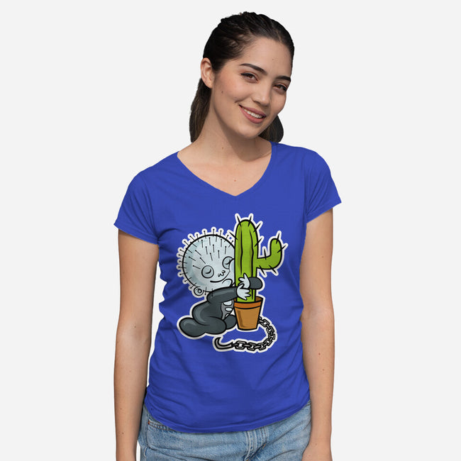 Baby Terror-Womens-V-Neck-Tee-demonigote