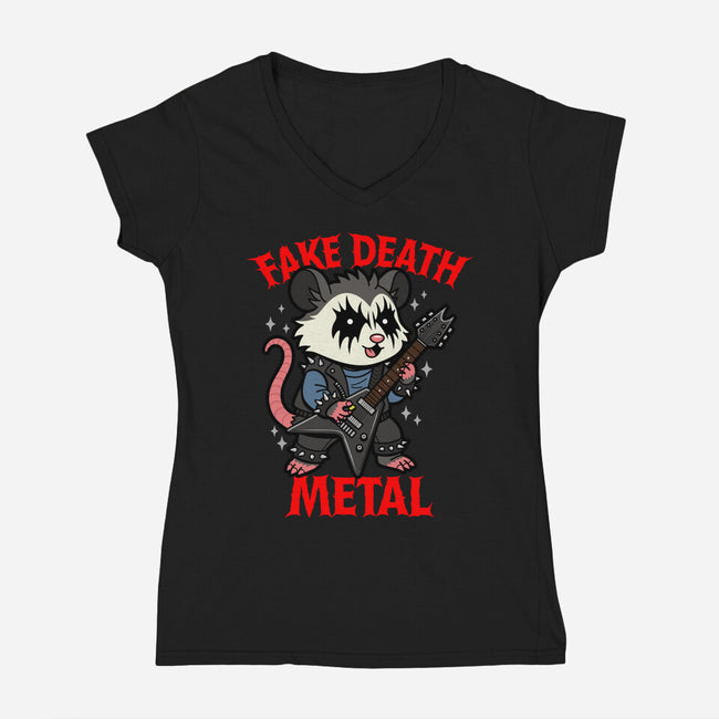 Fake Death Metal-Womens-V-Neck-Tee-Boggs Nicolas