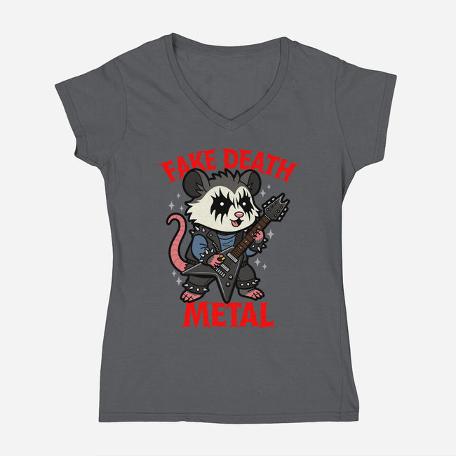 Fake Death Metal-Womens-V-Neck-Tee-Boggs Nicolas