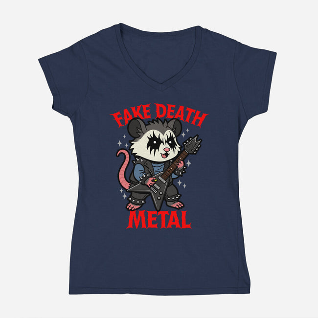 Fake Death Metal-Womens-V-Neck-Tee-Boggs Nicolas