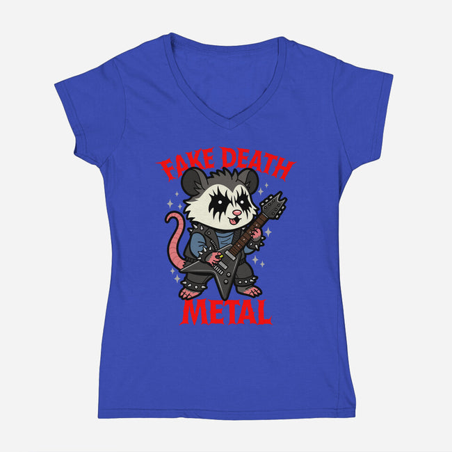 Fake Death Metal-Womens-V-Neck-Tee-Boggs Nicolas