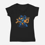 Mega Blast-Womens-V-Neck-Tee-glitchygorilla