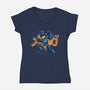 Mega Blast-Womens-V-Neck-Tee-glitchygorilla