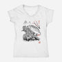 Toothless Sumi-e-Womens-V-Neck-Tee-Astrobot Invention