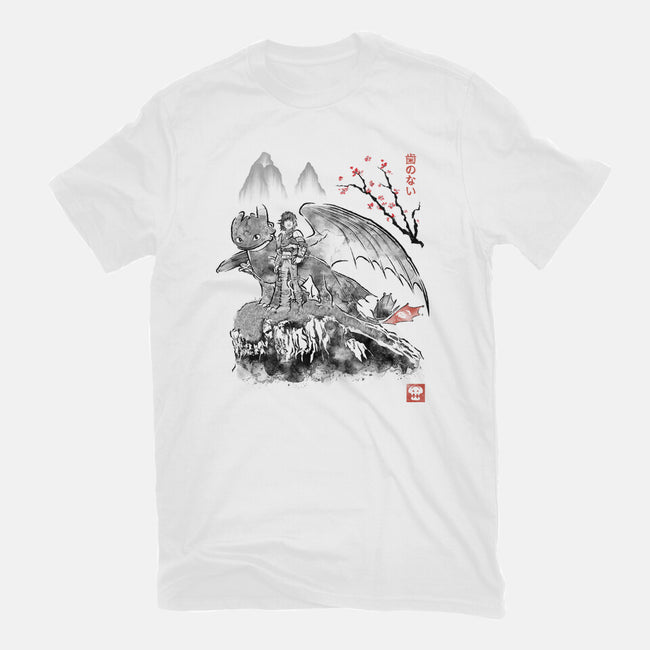 Toothless Sumi-e-Womens-Fitted-Tee-Astrobot Invention