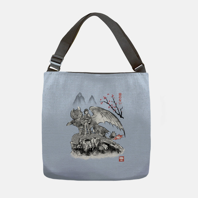 Toothless Sumi-e-None-Adjustable Tote-Bag-Astrobot Invention