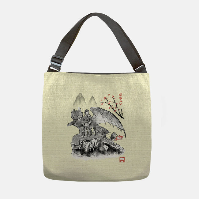Toothless Sumi-e-None-Adjustable Tote-Bag-Astrobot Invention